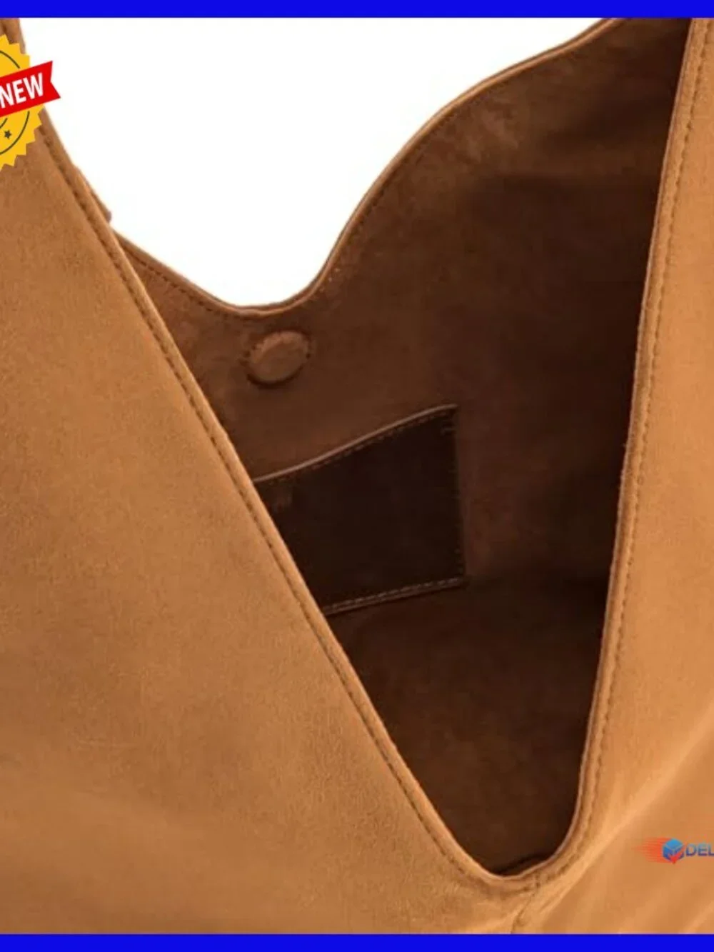 Faux Suede Hobo Shoulder Bag with Magnetic Closure, Fits iPad Pro